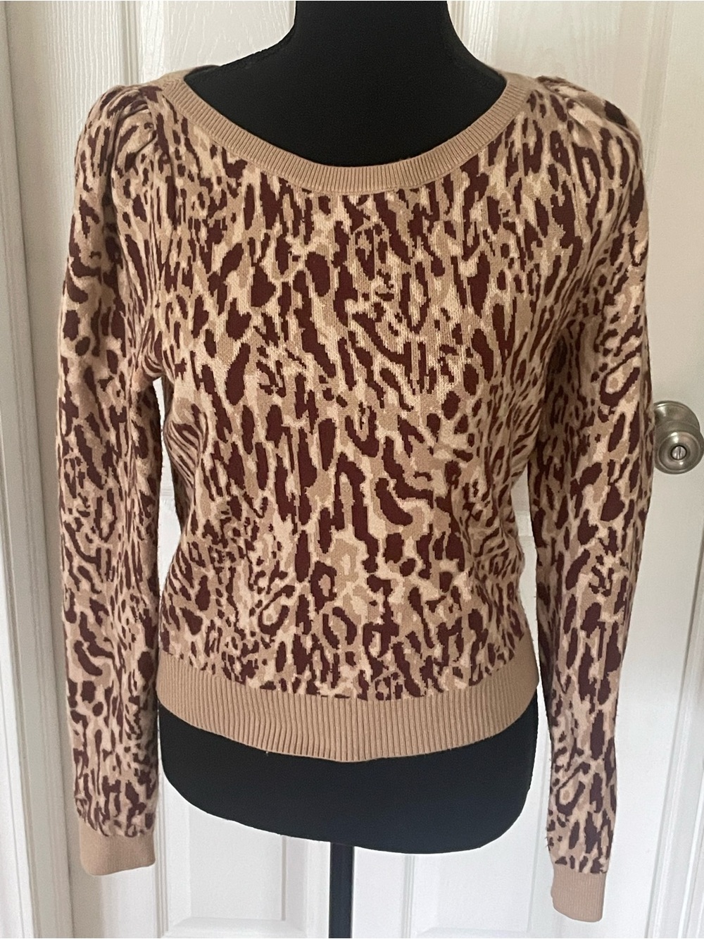 Maeve for Anthropologie leopard Print Crewneck Sweater